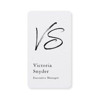 Stylish Black & White Monogram Professional