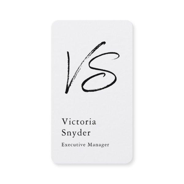 Stylish Black & White Monogram Professional