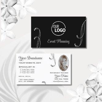 Stylish Black White Ornate with Logo and Photo