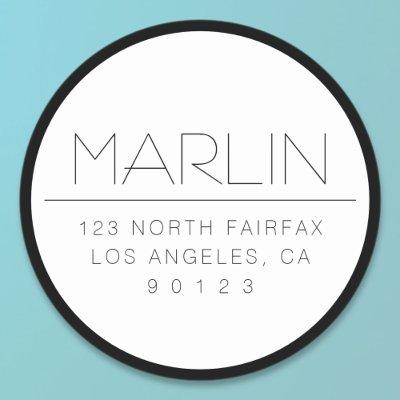 Stylish Black & White w/Border Classic Round Sticker
