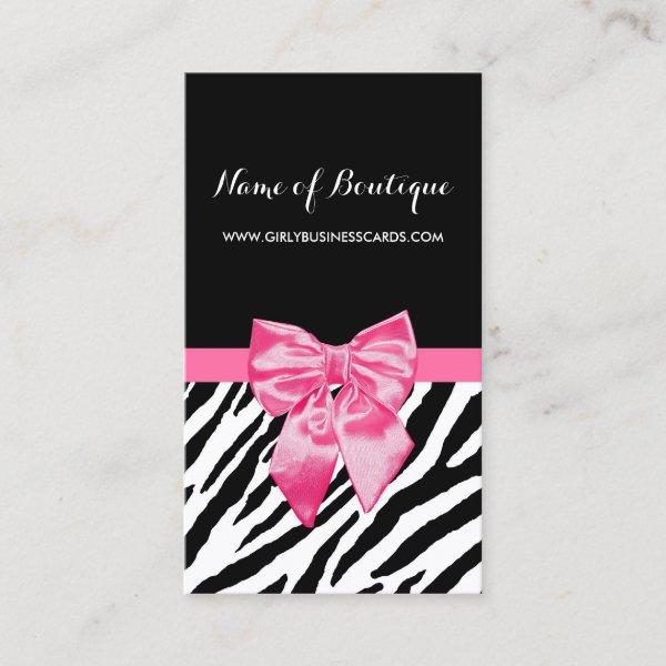 Stylish Black Zebra Print Girly Hot Pink Ribbon