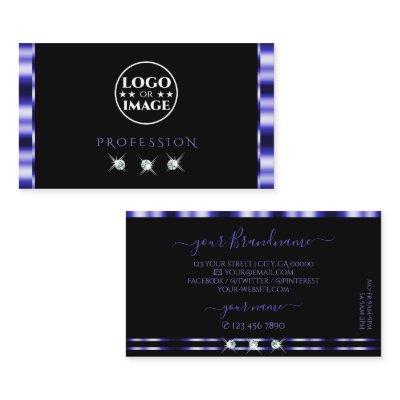 Stylish Blue and Black Sparkling Diamonds Add Logo