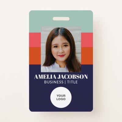 Stylish Blue and Red Employee Photo ID Logo Badge