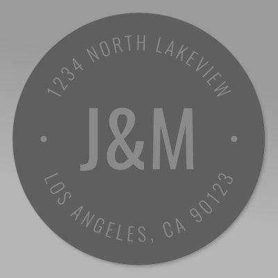 Stylish Bold Monogram & Circular Text | Dark Grey Classic Round Sticker