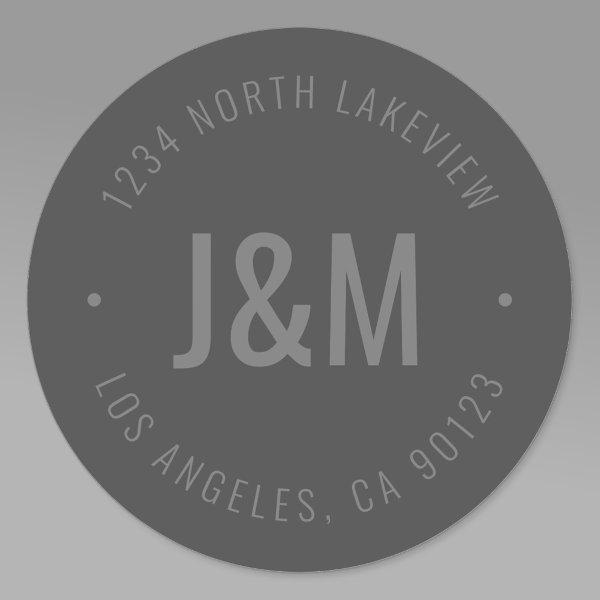 Stylish Bold Monogram & Circular Text | Dark Grey Classic Round Sticker
