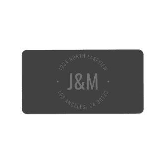 Stylish Bold Monogram & Circular Text | Dark Grey Label