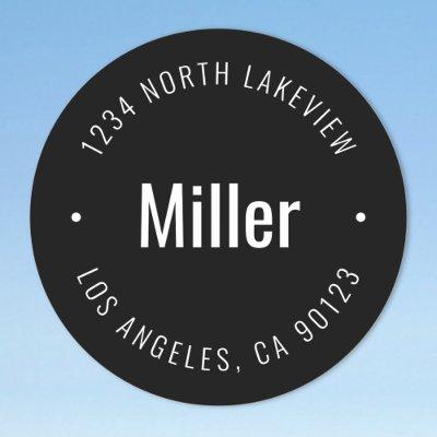 Stylish Bold Name & Circular Text Classic Round Sticker