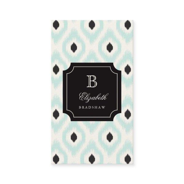 Stylish Chic Black Mint Diamond Ikat Monogram