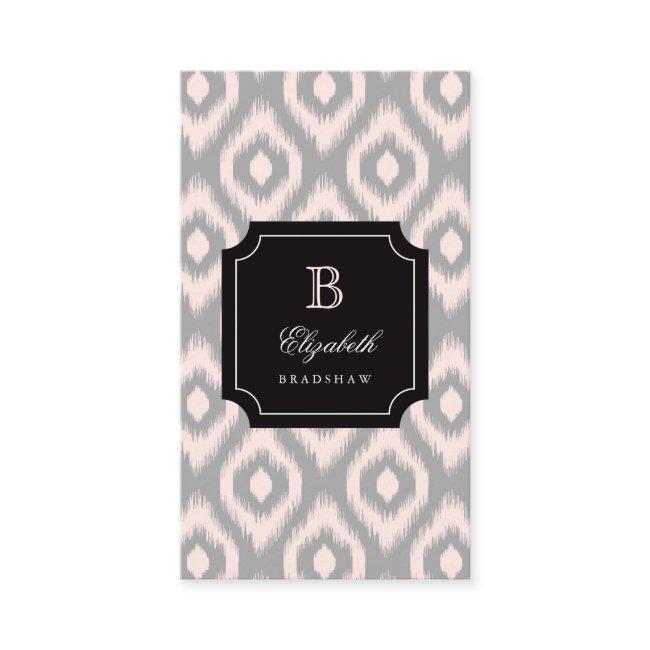 Stylish Chic Gray Blush Pink Diamond Ikat Monogram