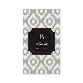 Stylish Chic Ivory Gray Diamond Ikat Monogram