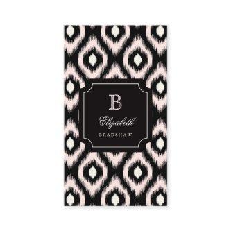 Stylish Chic Ivory Pink Diamond Ikat Monogram