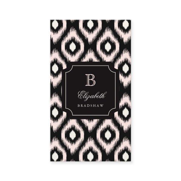 Stylish Chic Ivory Pink Diamond Ikat Monogram