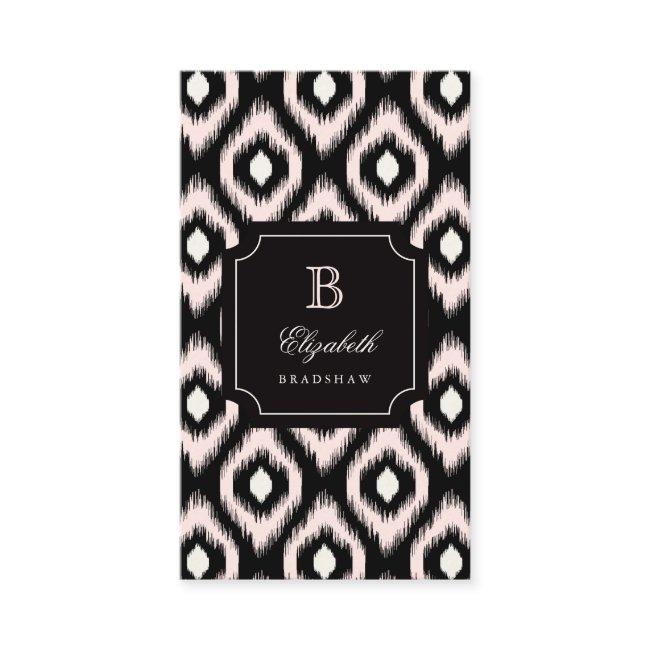 Stylish Chic Ivory Pink Diamond Ikat Monogram