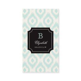 Stylish Chic Mint Ivory Diamond Ikat Monogram