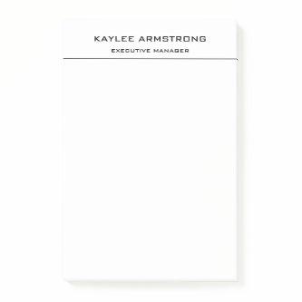 Stylish Classical Plain Simple White Professional Post-it Notes