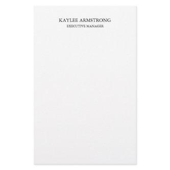 Stylish Classical Plain Simple White Professional Stationery
