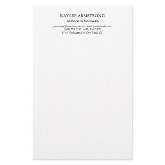 Stylish Classical Plain Simple White Professional Stationery