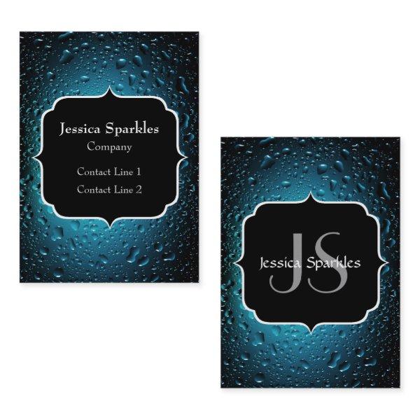 Stylish Cool Blue water drops with Monogram