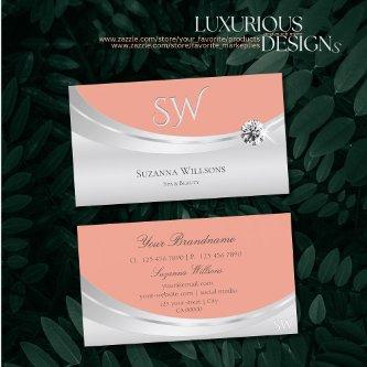 Stylish Coral Silver with Monogram and Diamond