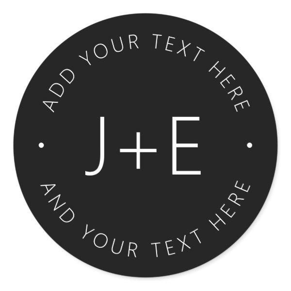 Stylish Couples Monogram Editable Text Classic Round Sticker