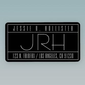 Stylish Deco Vibe | Black & White Return Address Label