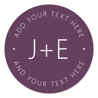 Stylish DIY Monogram & Editable Text Classic Round Sticker