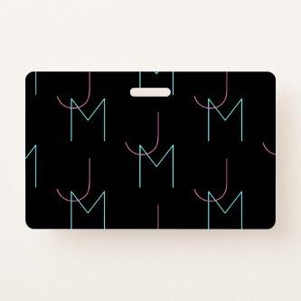 Stylish Editable Any Two Modern Tiled Initials  Badge