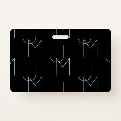 Stylish Editable Any Two Modern Tiled Initials  Badge