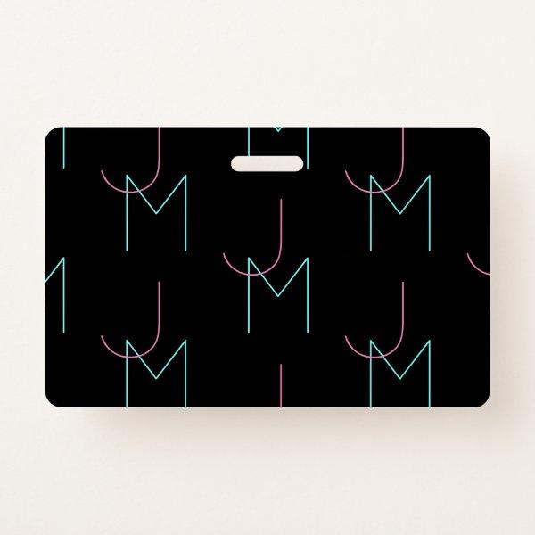 Stylish Editable Any Two Modern Tiled Initials  Badge