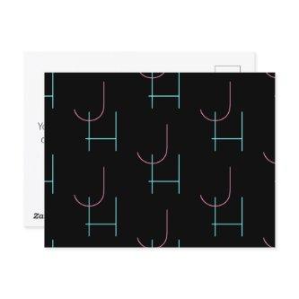 Stylish Editable Any Two Modern Tiled Initials  Postcard