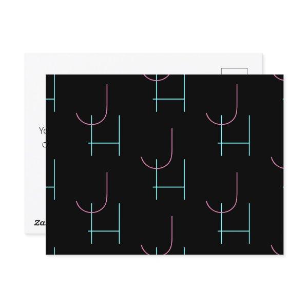 Stylish Editable Any Two Modern Tiled Initials  Postcard