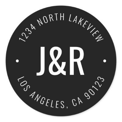 Stylish Editable Bold Monogram & Circular Text Classic Round Sticker