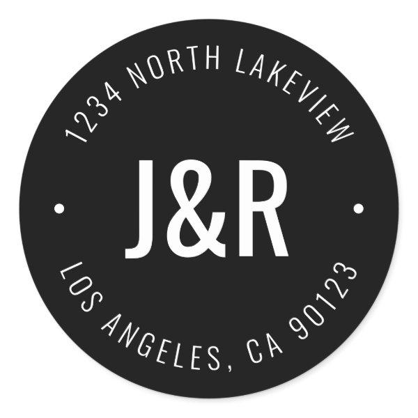 Stylish Editable Bold Monogram & Circular Text Classic Round Sticker