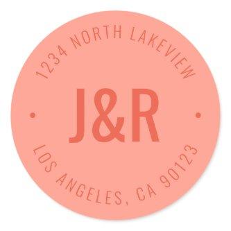 Stylish Editable Bold Monogram & Circular Text Classic Round Sticker