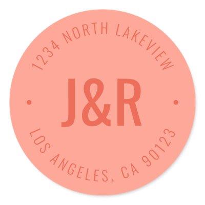 Stylish Editable Bold Monogram & Circular Text Classic Round Sticker