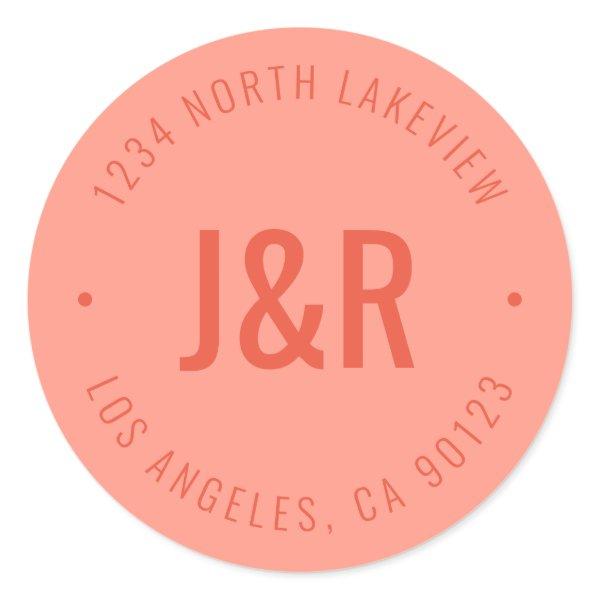 Stylish Editable Bold Monogram & Circular Text Classic Round Sticker