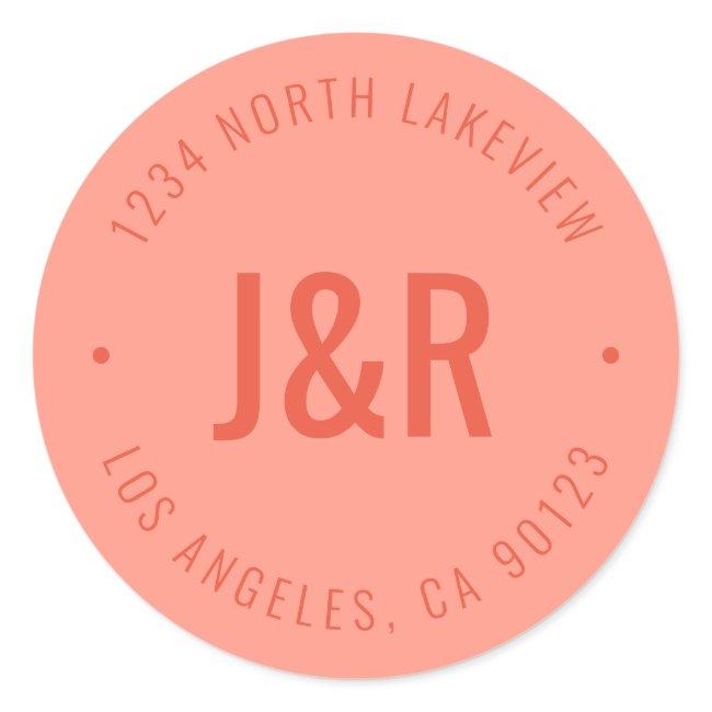 Stylish Editable Bold Monogram & Circular Text Classic Round Sticker
