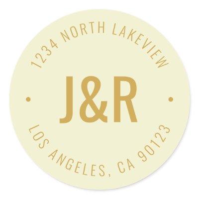 Stylish Editable Bold Monogram & Circular Text Classic Round Sticker