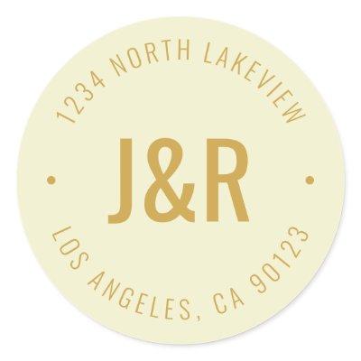 Stylish Editable Bold Monogram & Circular Text Classic Round Sticker