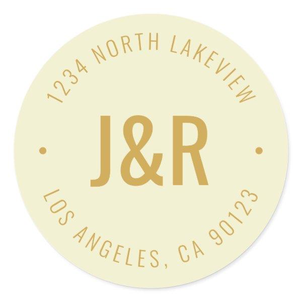 Stylish Editable Bold Monogram & Circular Text Classic Round Sticker