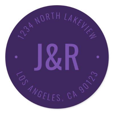 Stylish Editable Bold Monogram & Circular Text Classic Round Sticker