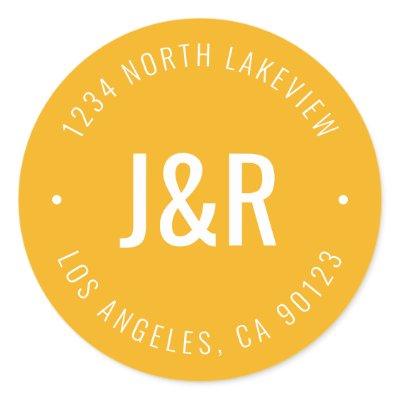 Stylish Editable Bold Monogram & Circular Text Classic Round Sticker