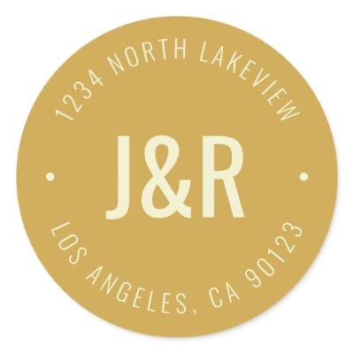 Stylish Editable Bold Monogram & Circular Text Classic Round Sticker