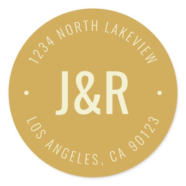 Stylish Editable Bold Monogram & Circular Text Classic Round Sticker