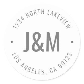 Stylish Editable Bold Monogram & Circular Text Classic Round Sticker