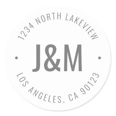 Stylish Editable Bold Monogram & Circular Text Classic Round Sticker