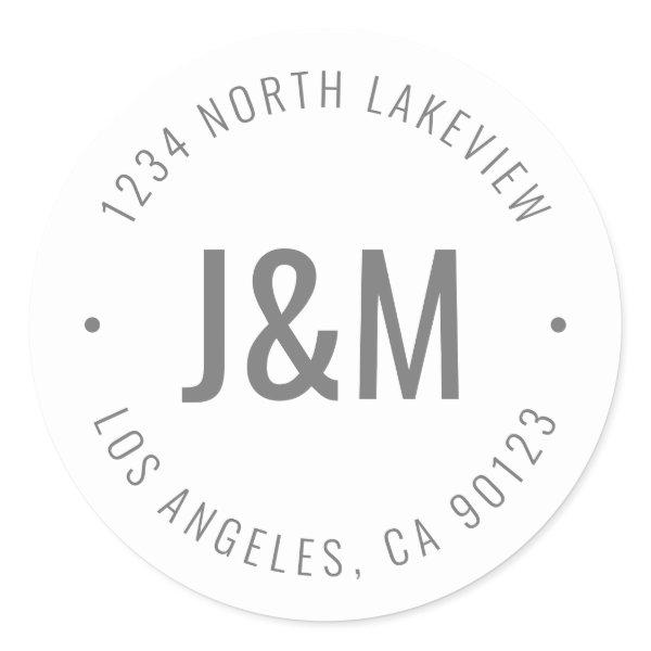 Stylish Editable Bold Monogram & Circular Text Classic Round Sticker
