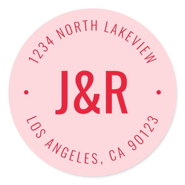 Stylish Editable Bold Monogram & Circular Text Classic Round Sticker