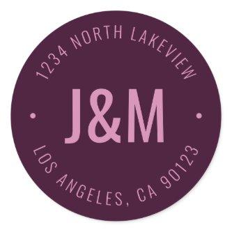 Stylish Editable Bold Monogram & Circular Text Classic Round Sticker