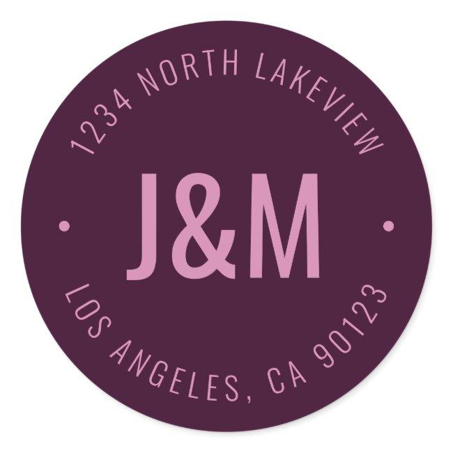 Stylish Editable Bold Monogram & Circular Text Classic Round Sticker